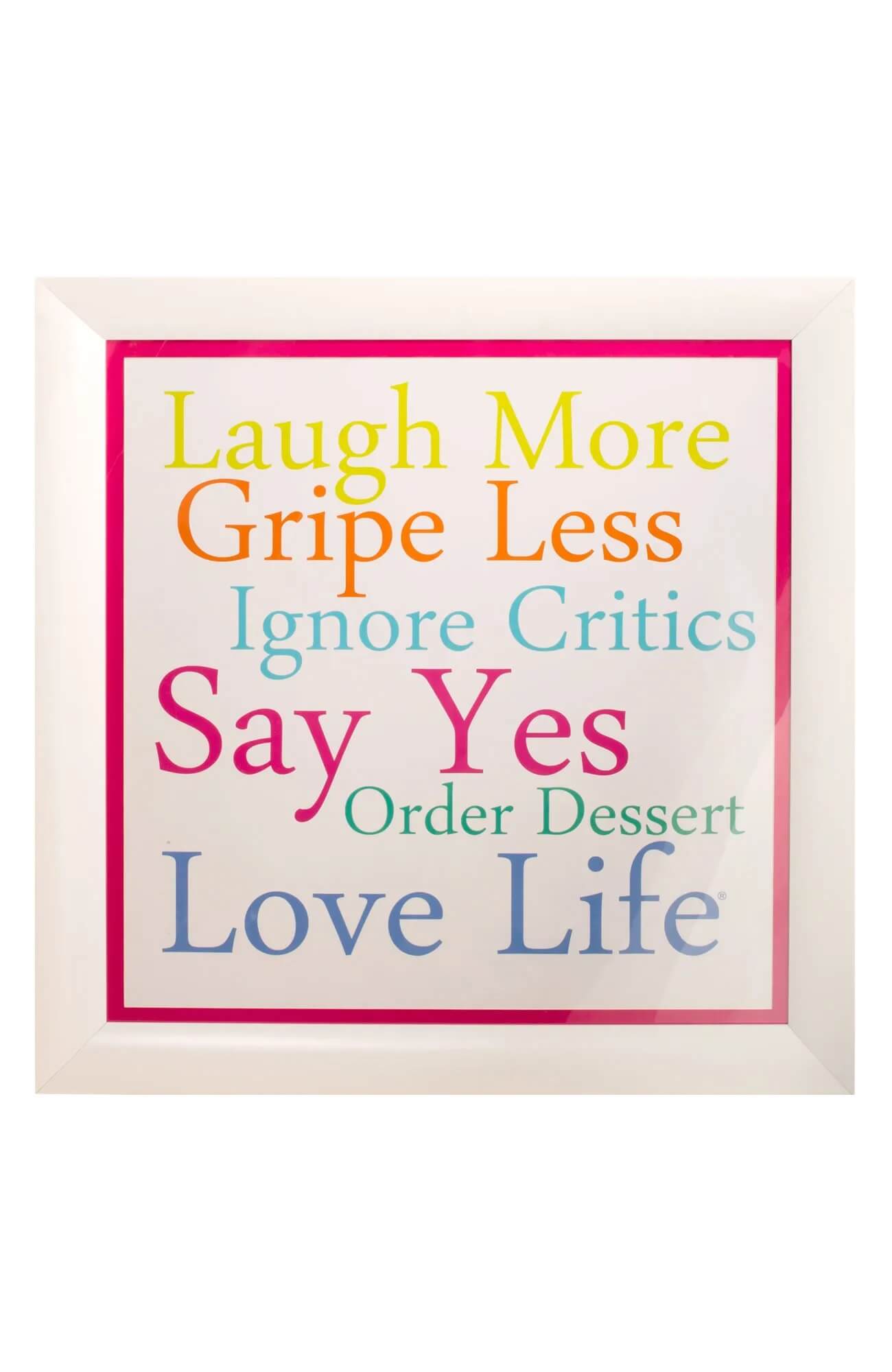 Laugh More Framed Poster White