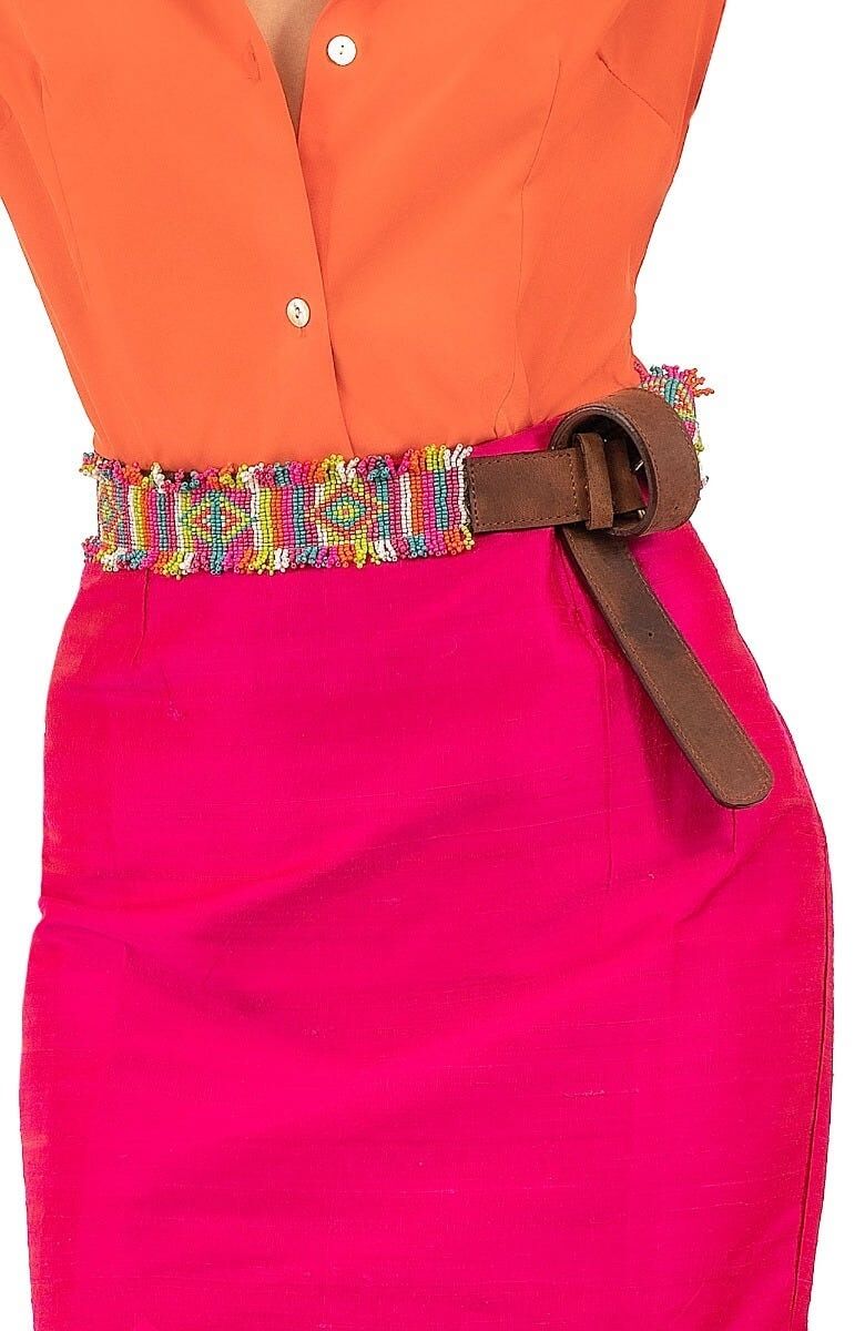 Fringe Benefits Masai Beaded Belt Multi / XL/XXL