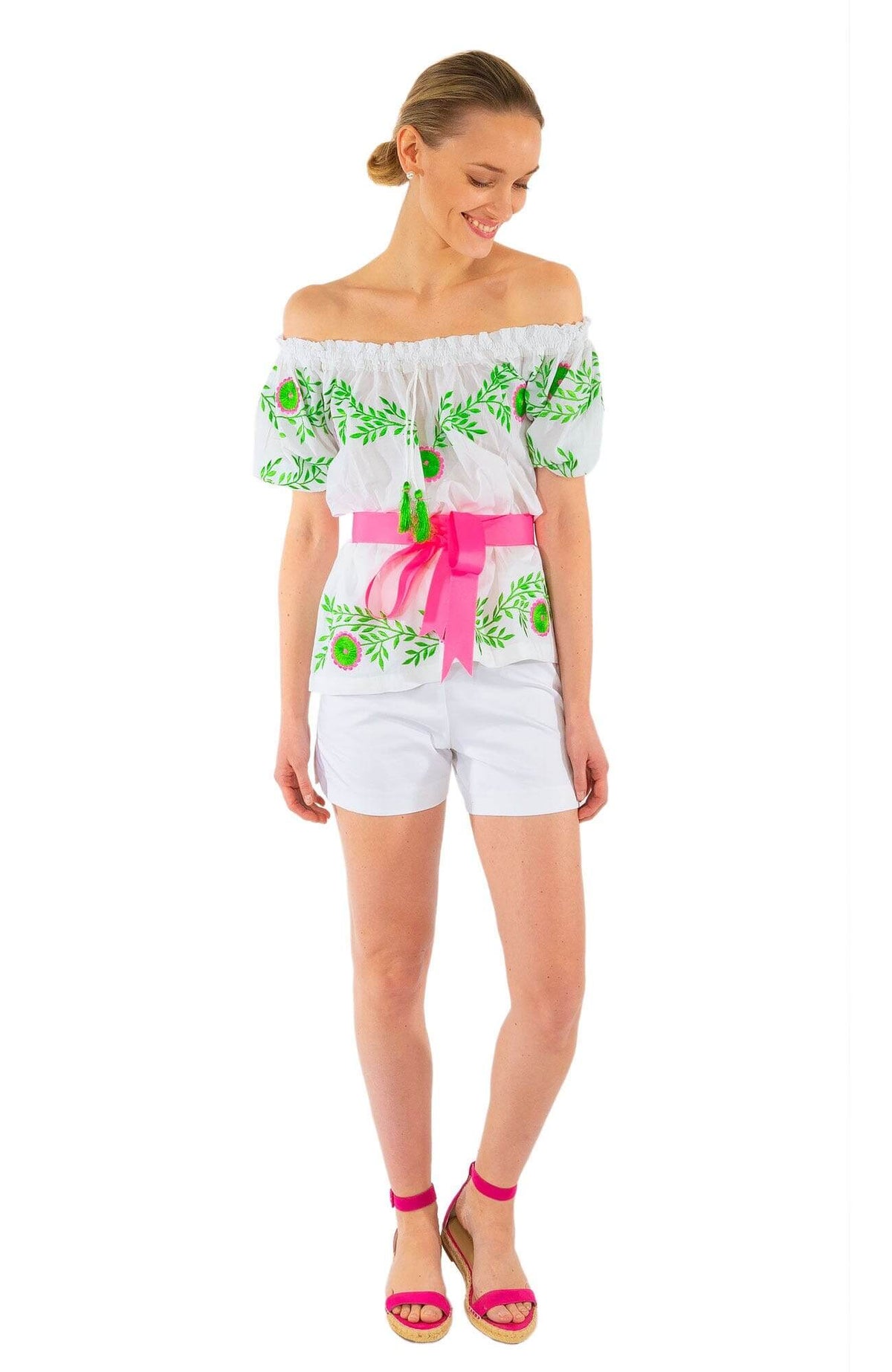 Cotton Hand Embroidered Top - Garden - Final Sale White Multi