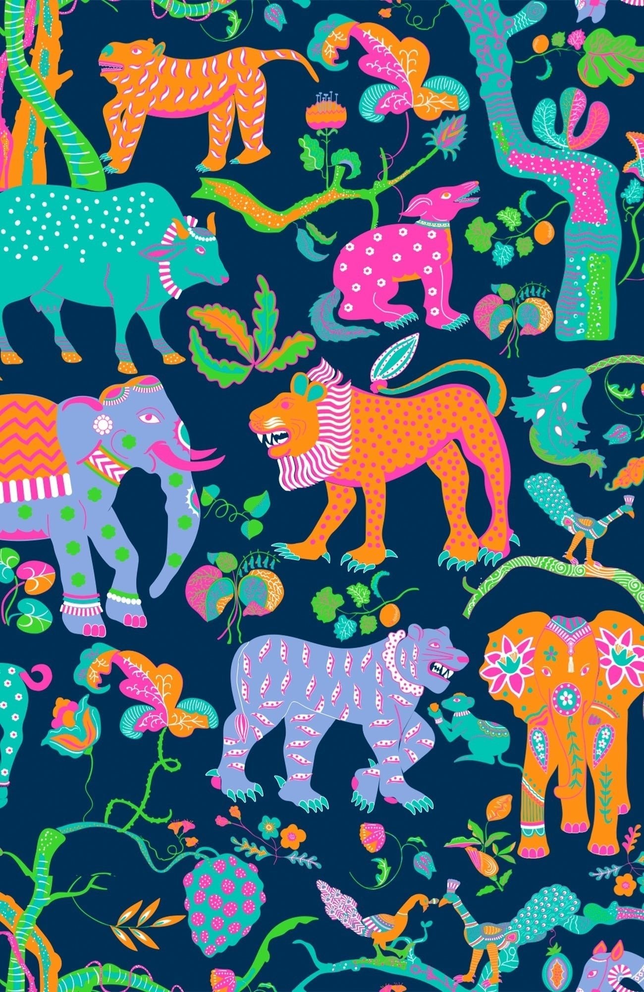 Girls Cotton Tunic - Animal Kingdom Navy Multi