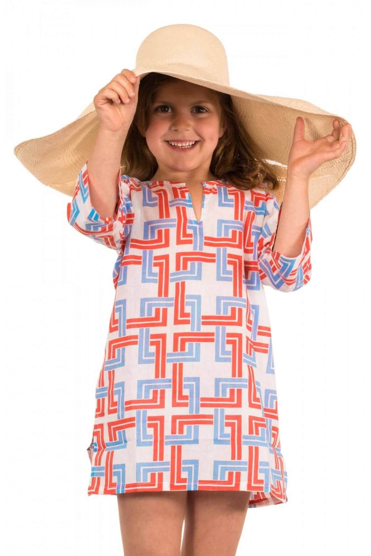 Girls Cotton Tunic - Be Square - Final Sale Be Square Coral Blue