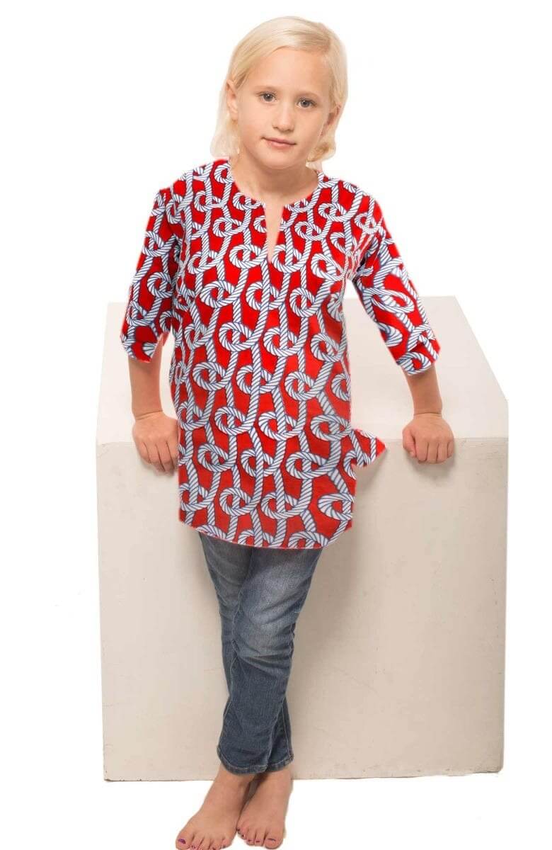 Girls Cotton Tunic - Bowline - Final Sale Tomato Red