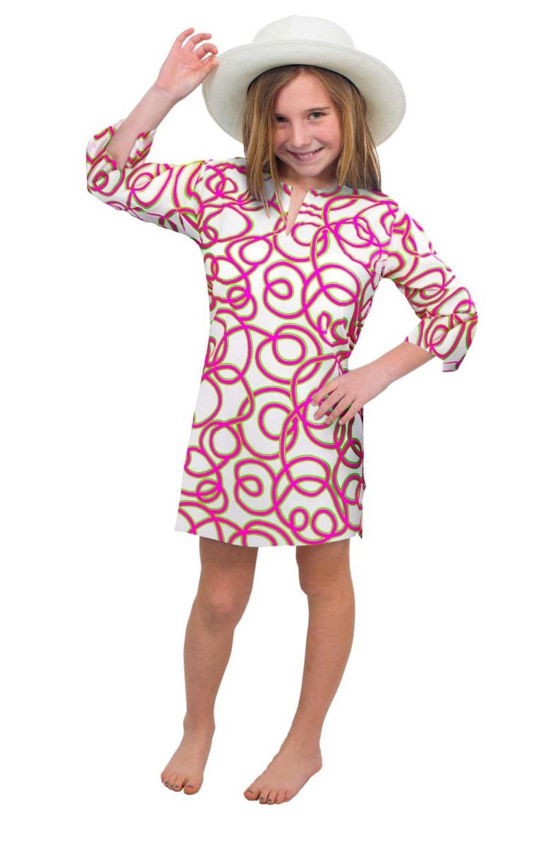 Girls Cotton Tunic - String Thing Child - Final Sale Pink Green