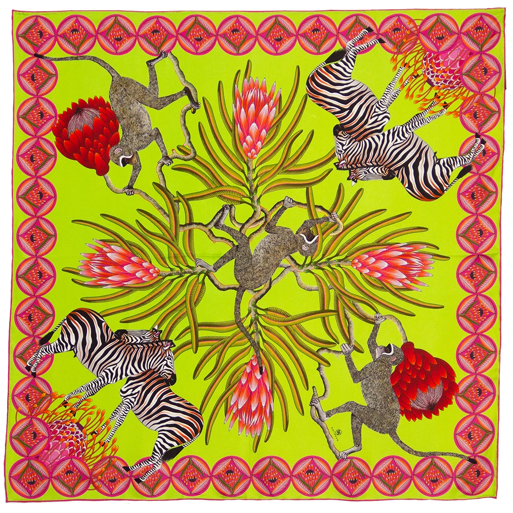 Bellezza - Silk Scarf: Safari Zebra Green