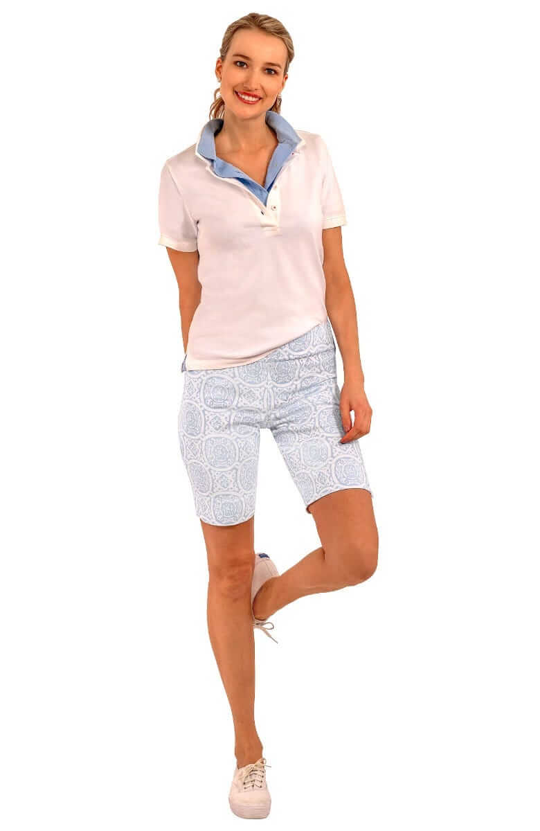 Gripeless Bermuda Short - Sultan's Dining Room - Final Sale White Peri