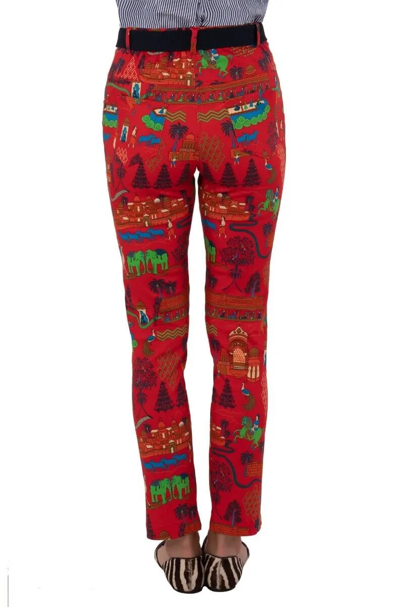 Gripeless Cotton Spandex Jeans - Jodhpur Journal - Final Sale Red