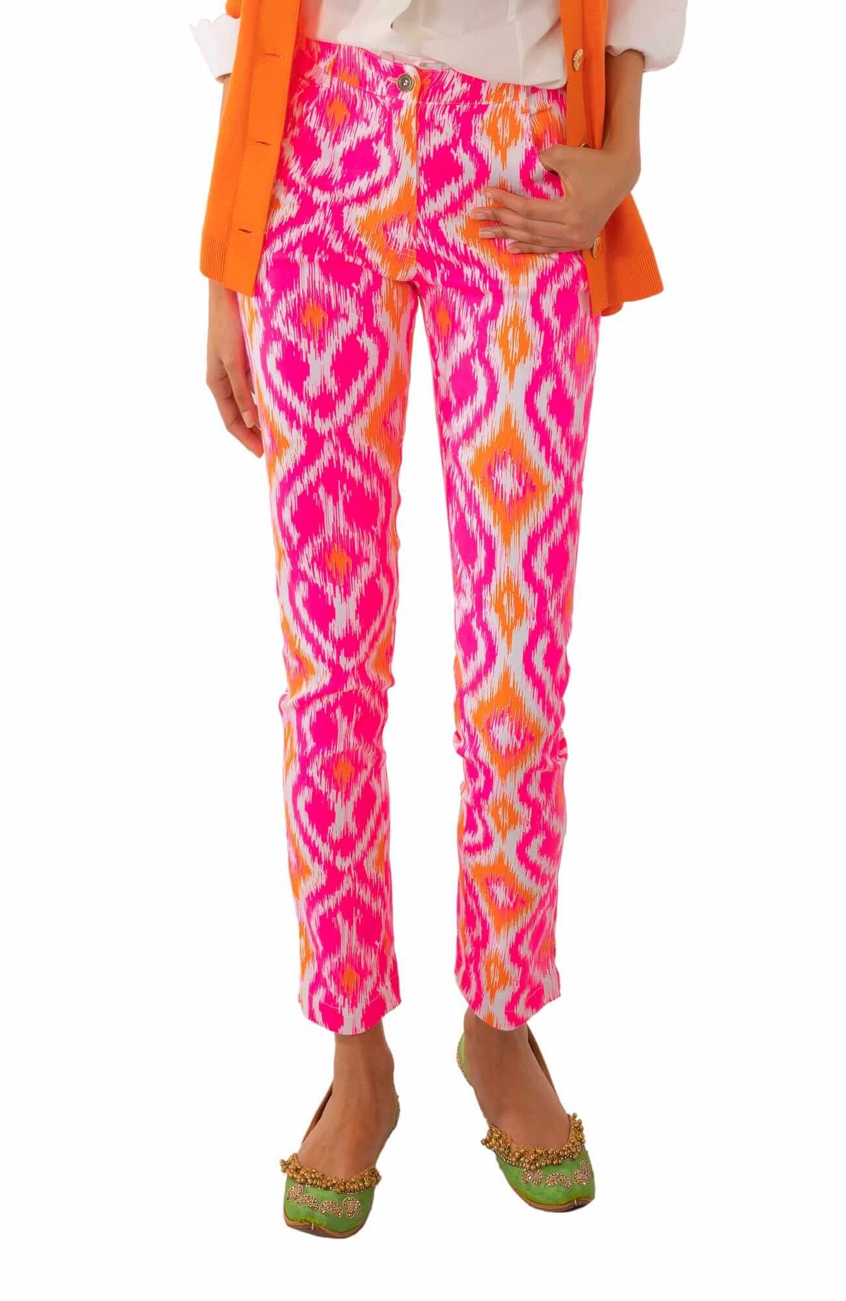 Gripeless Cotton Spandex Jeans - Kitt Ikat - Final Sale Pink