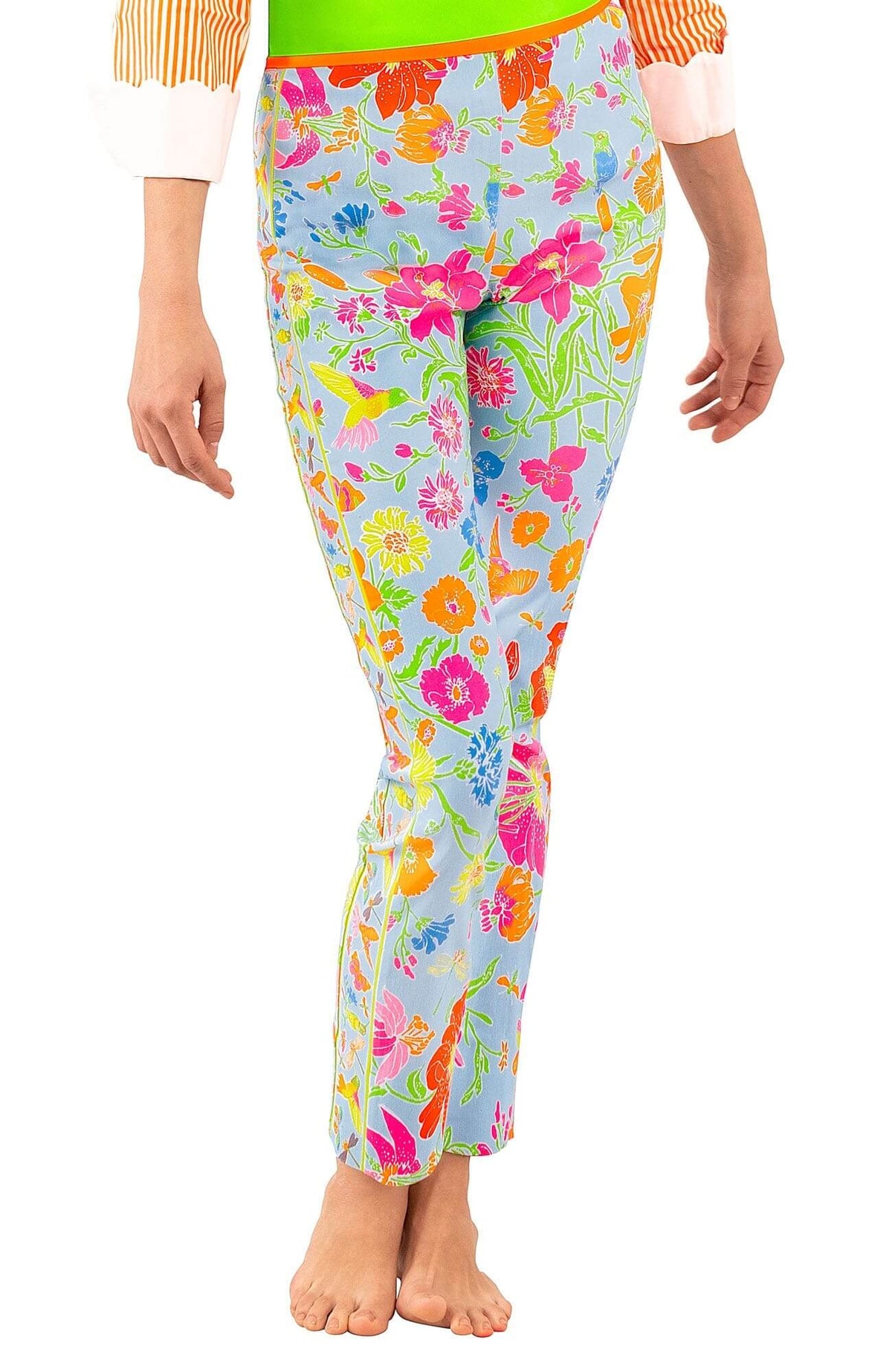 Gripeless Pull On Pants - Birds & The Bees Periwinkle