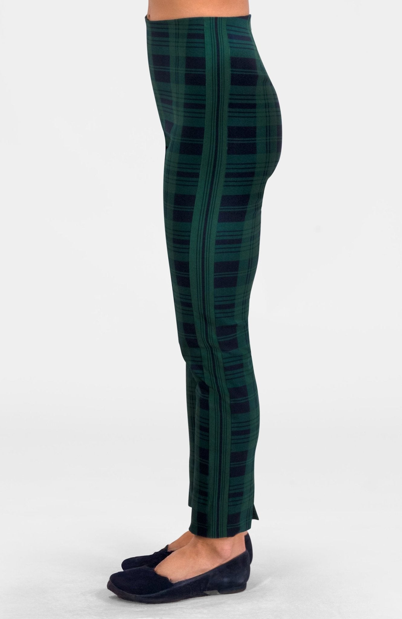 Gripeless Pull On Pants - Black Watch Plaid Navy Green