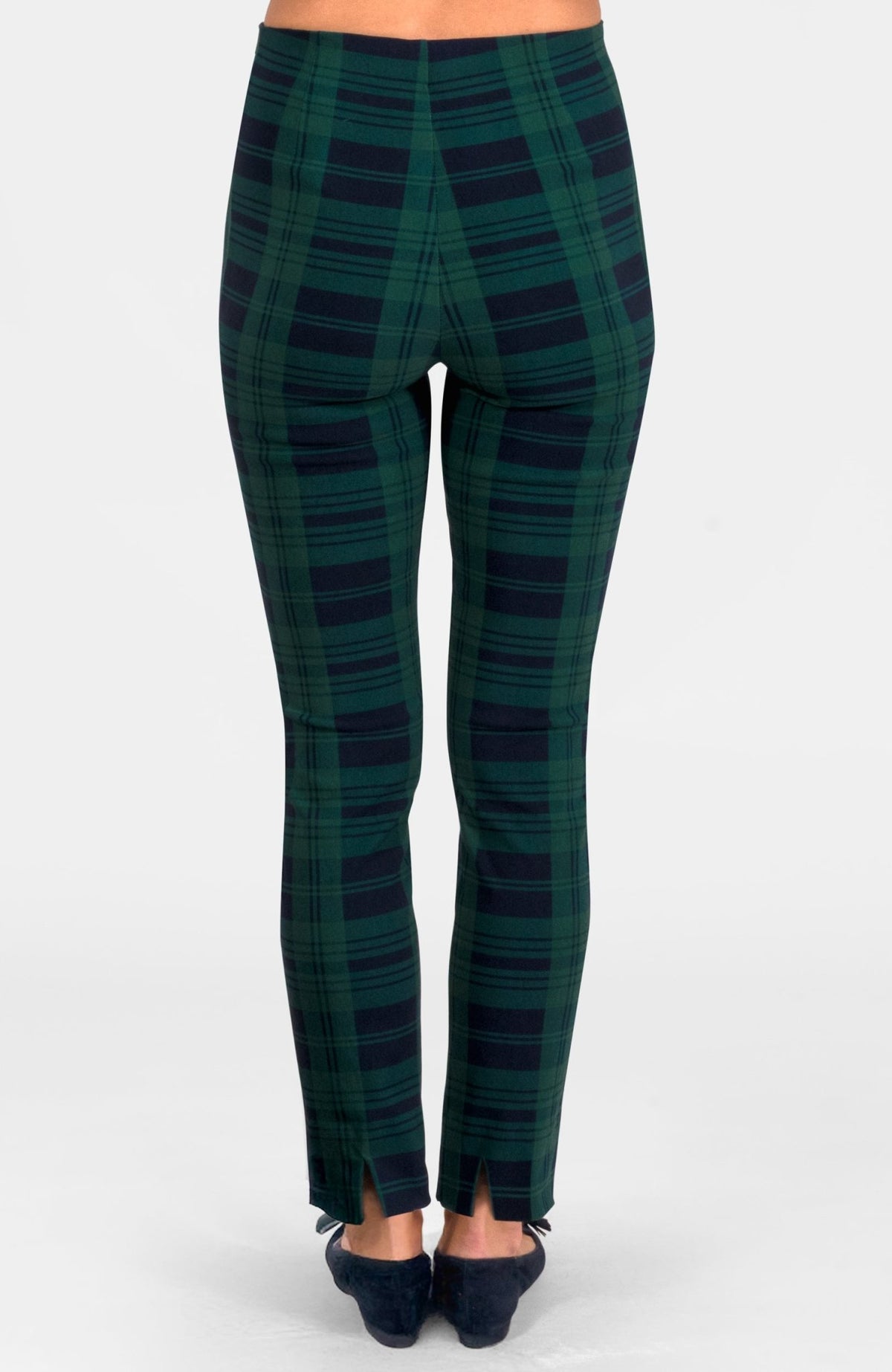 Gripeless Pull On Pants - Black Watch Plaid Navy Green