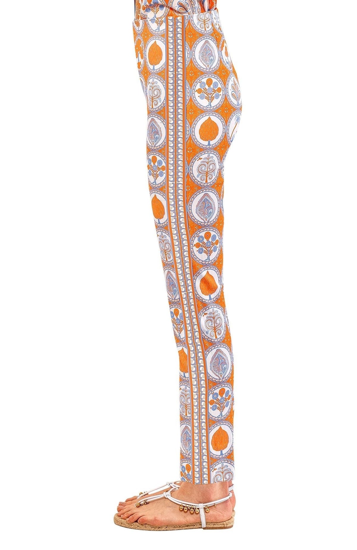 Gripeless Pull On Pants - Circle Of Love Orange Peri White