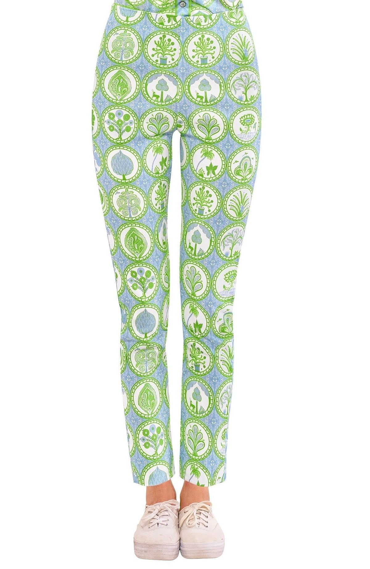Gripeless Pull On Pants - Circle Of Love Peri Kelly White