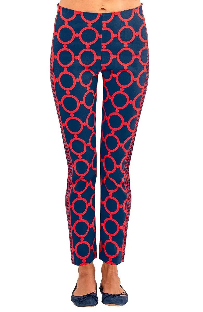 Gripeless Pull On Pants - Dip & Dot Navy Red