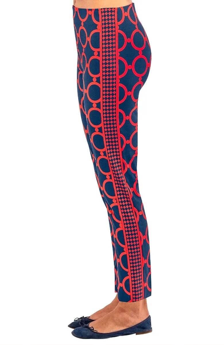 Gripeless Pull On Pants - Dip & Dot Navy Red