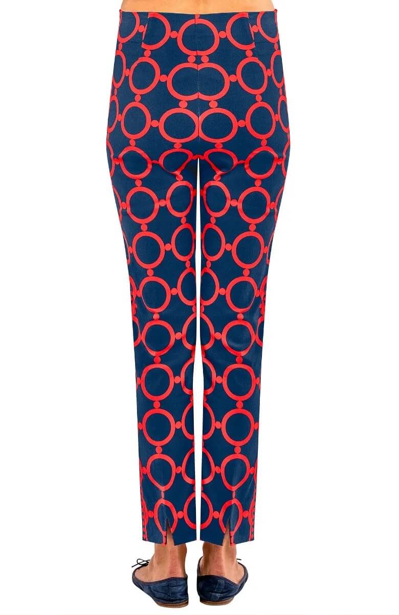 Gripeless Pull On Pants - Dip & Dot Navy Red