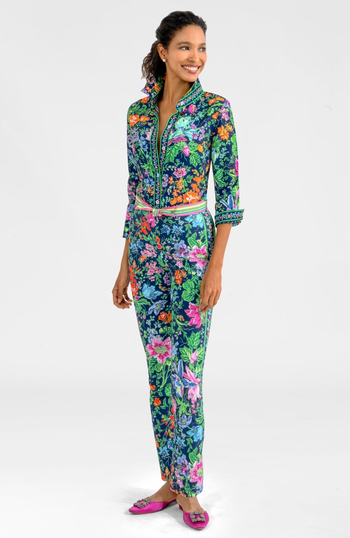 Gripeless Pull On Pants - English Garden Navy