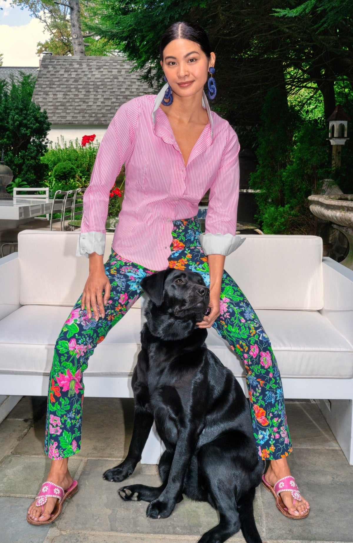 Gripeless Pull On Pants - English Garden Navy