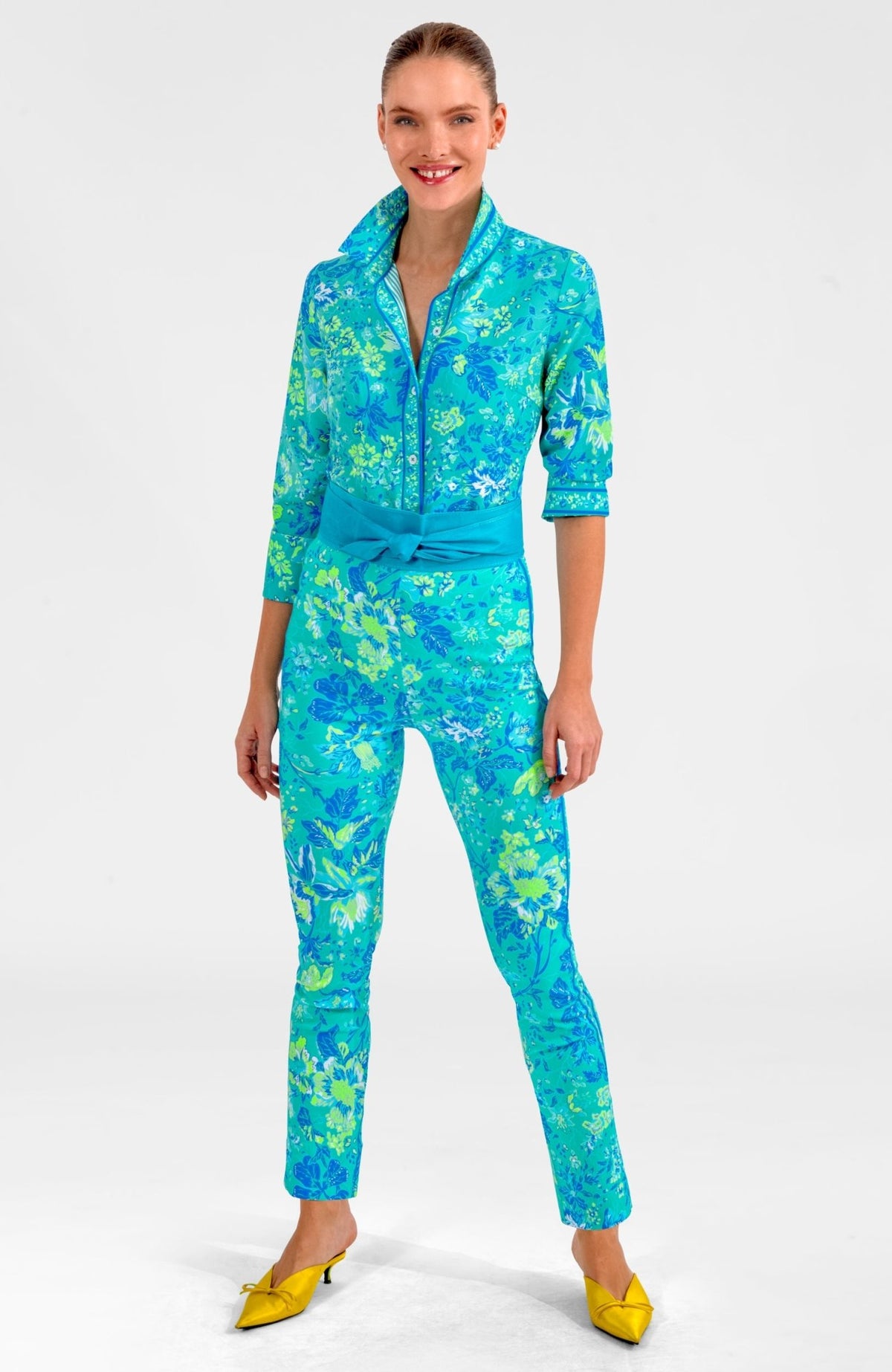 Gripeless Pull On Pants - English Garden Turquoise