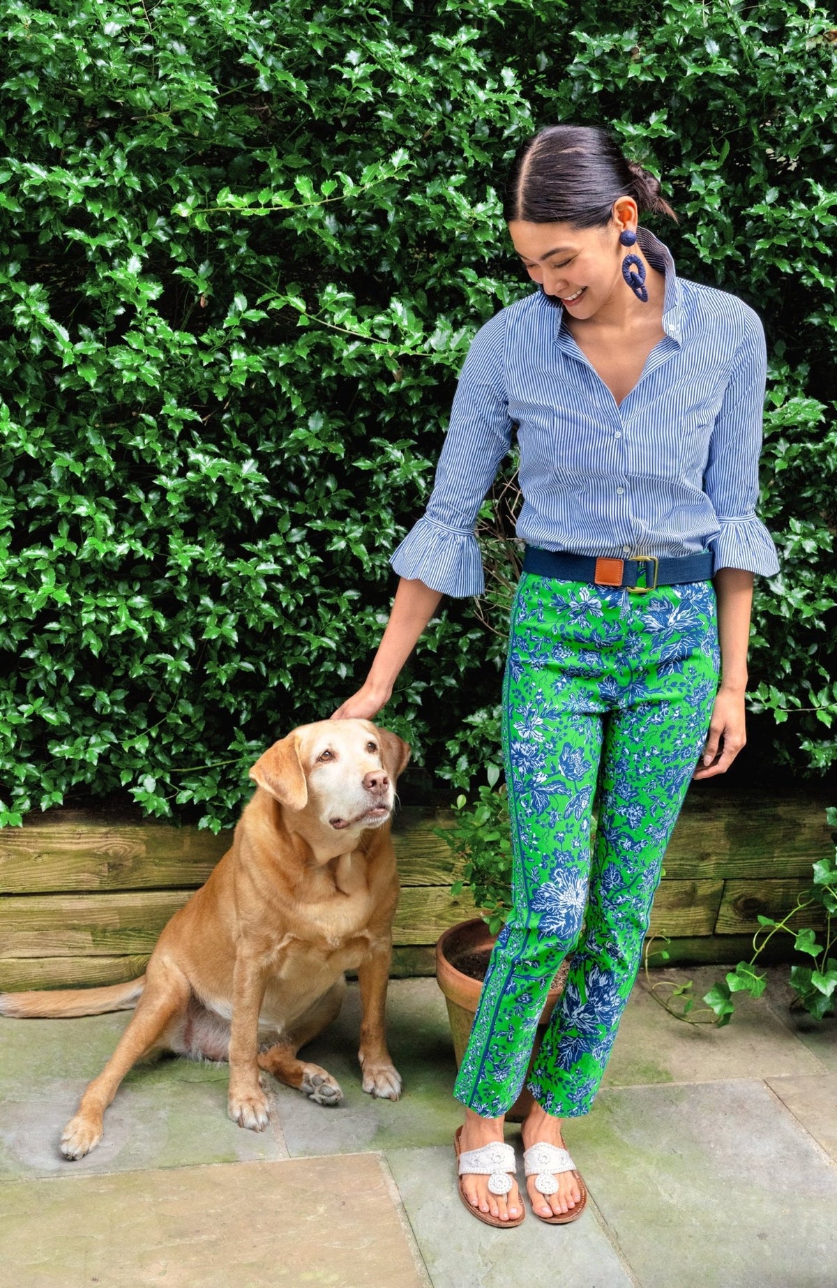 Gripeless Pull On Pants - English Garden Kelly