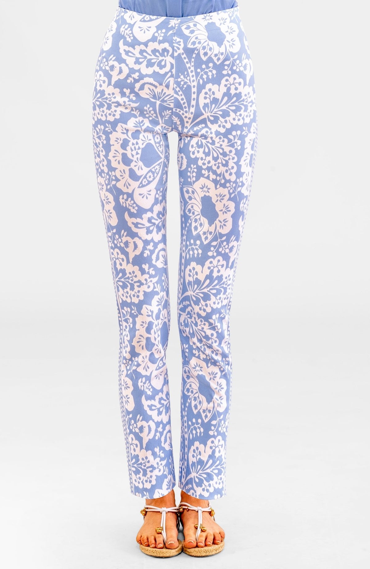 Gripeless Pull On Pants - Flora Periwinkle