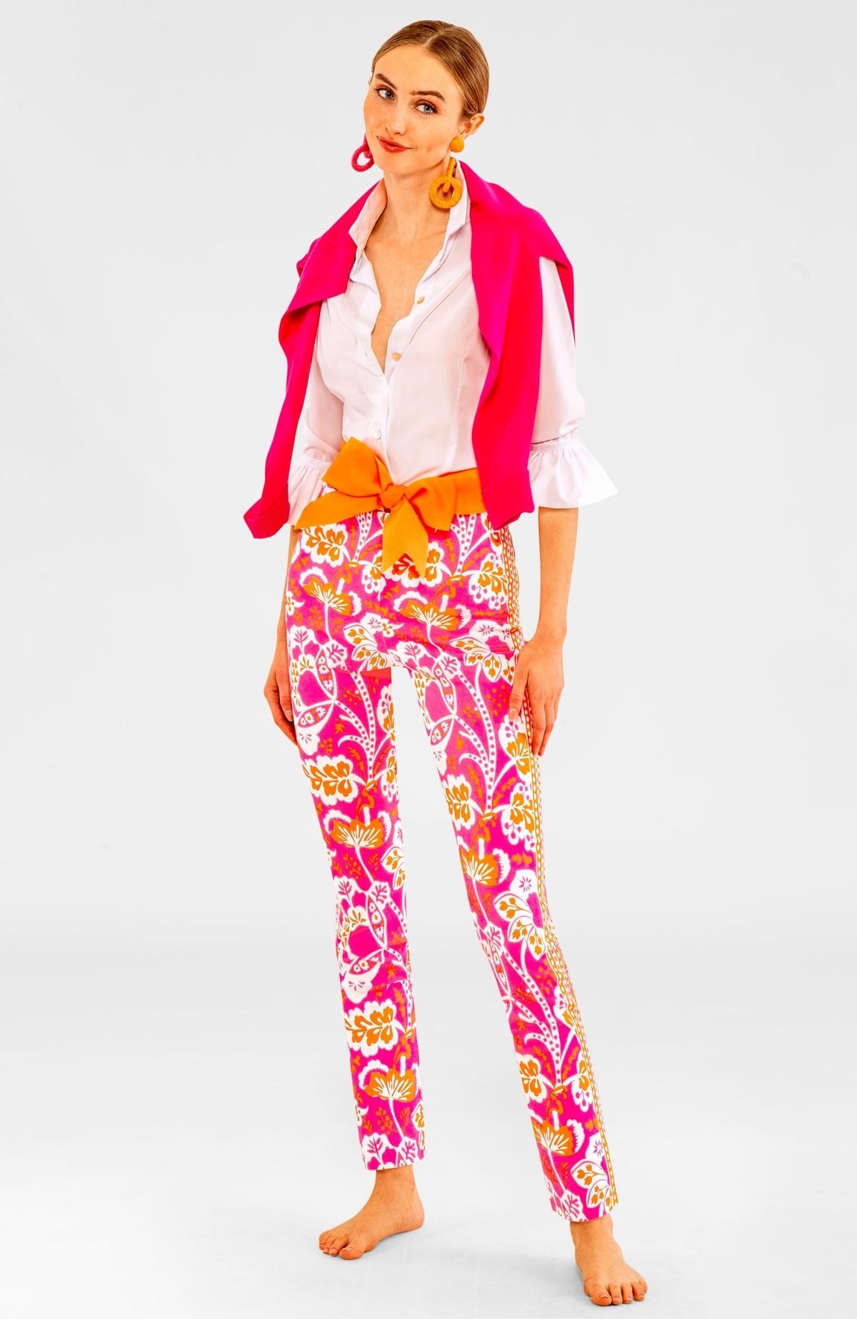 Gripeless Pull On Pants - Flora Pink Orange