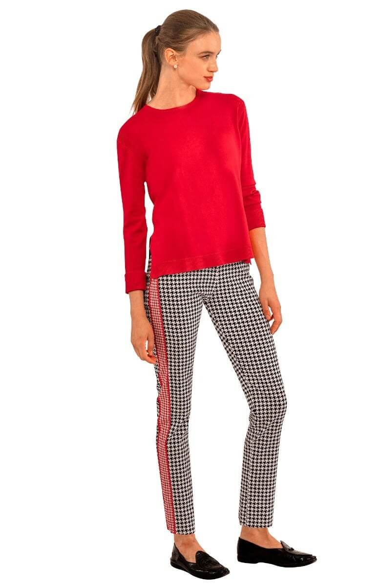 Gripeless Pull On Pants - Houndstooth Black