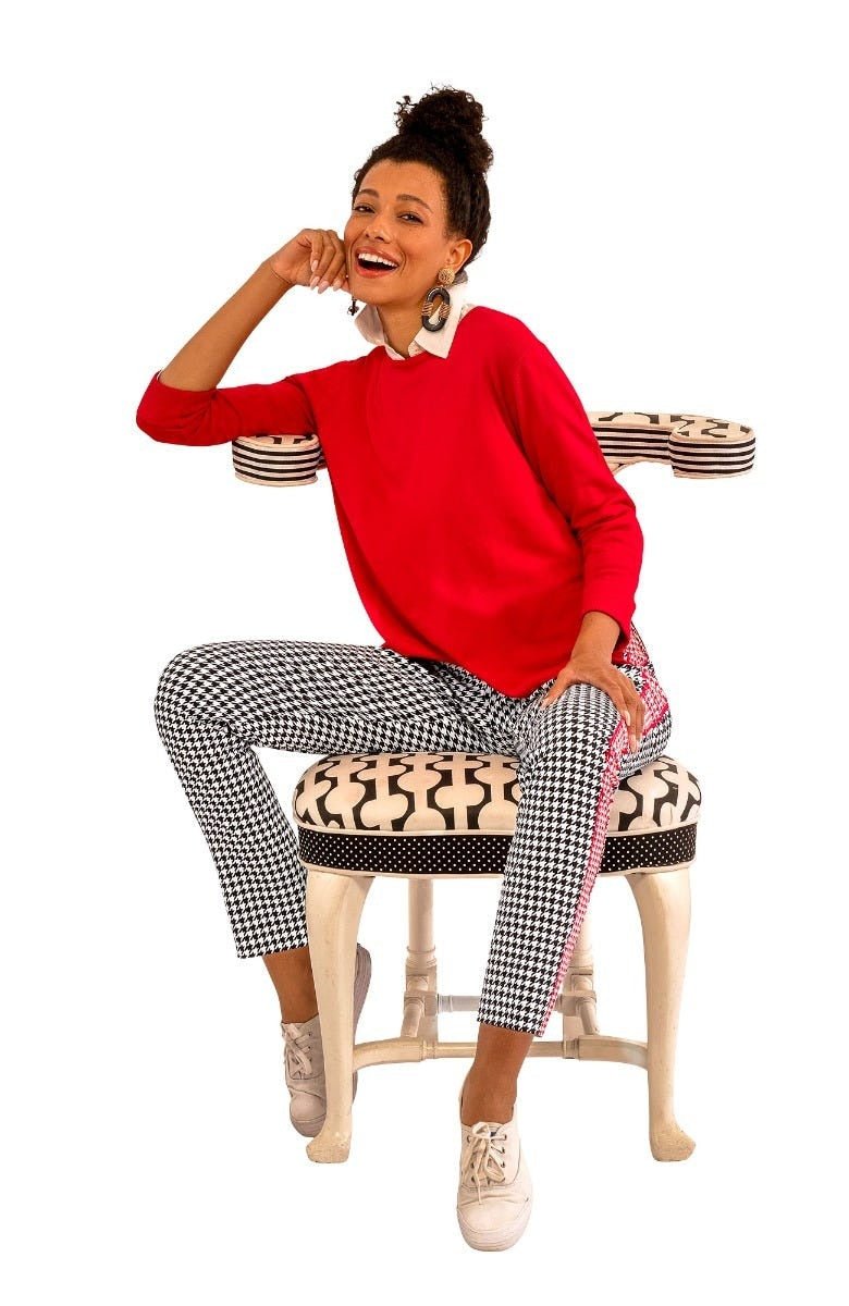 Gripeless Pull On Pants - Houndstooth Black