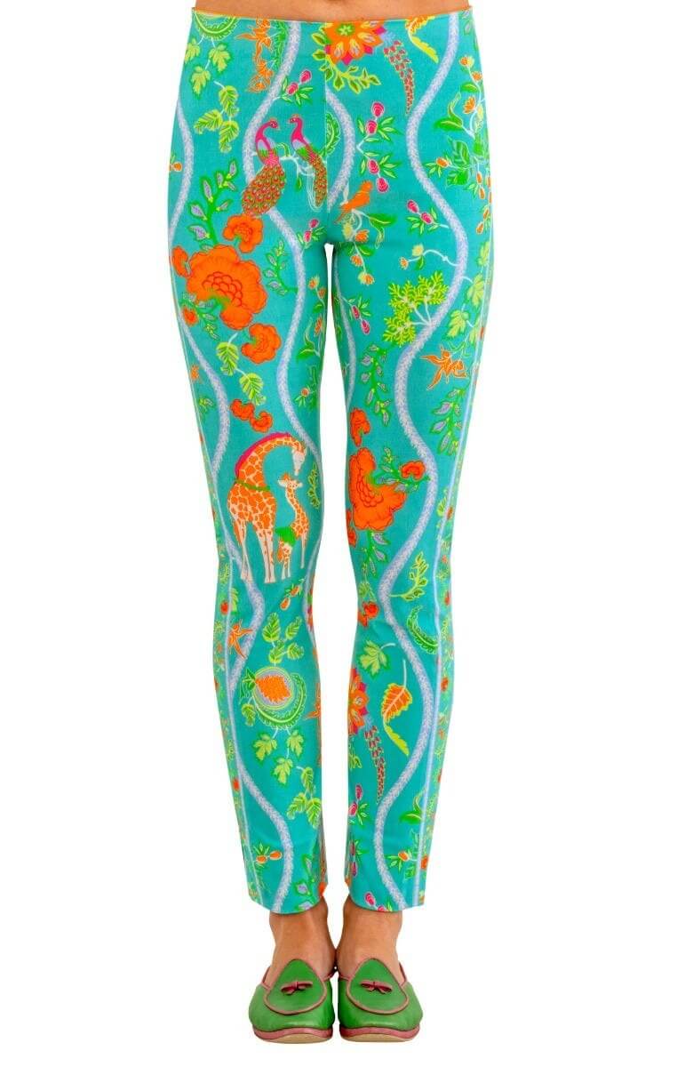 Gripeless Pull On Pants - Jungle Symphony Turq Orange