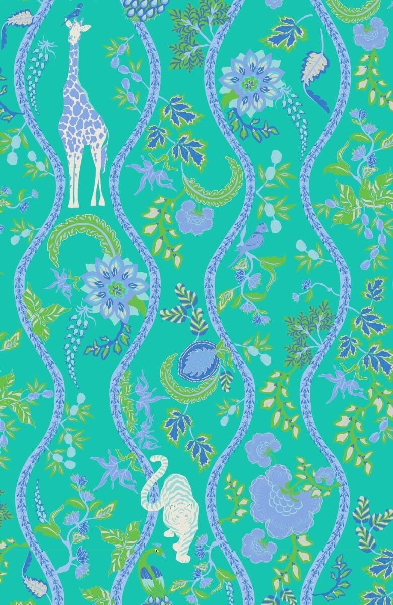 Gripeless Pull On Pants - Jungle Symphony Turq White