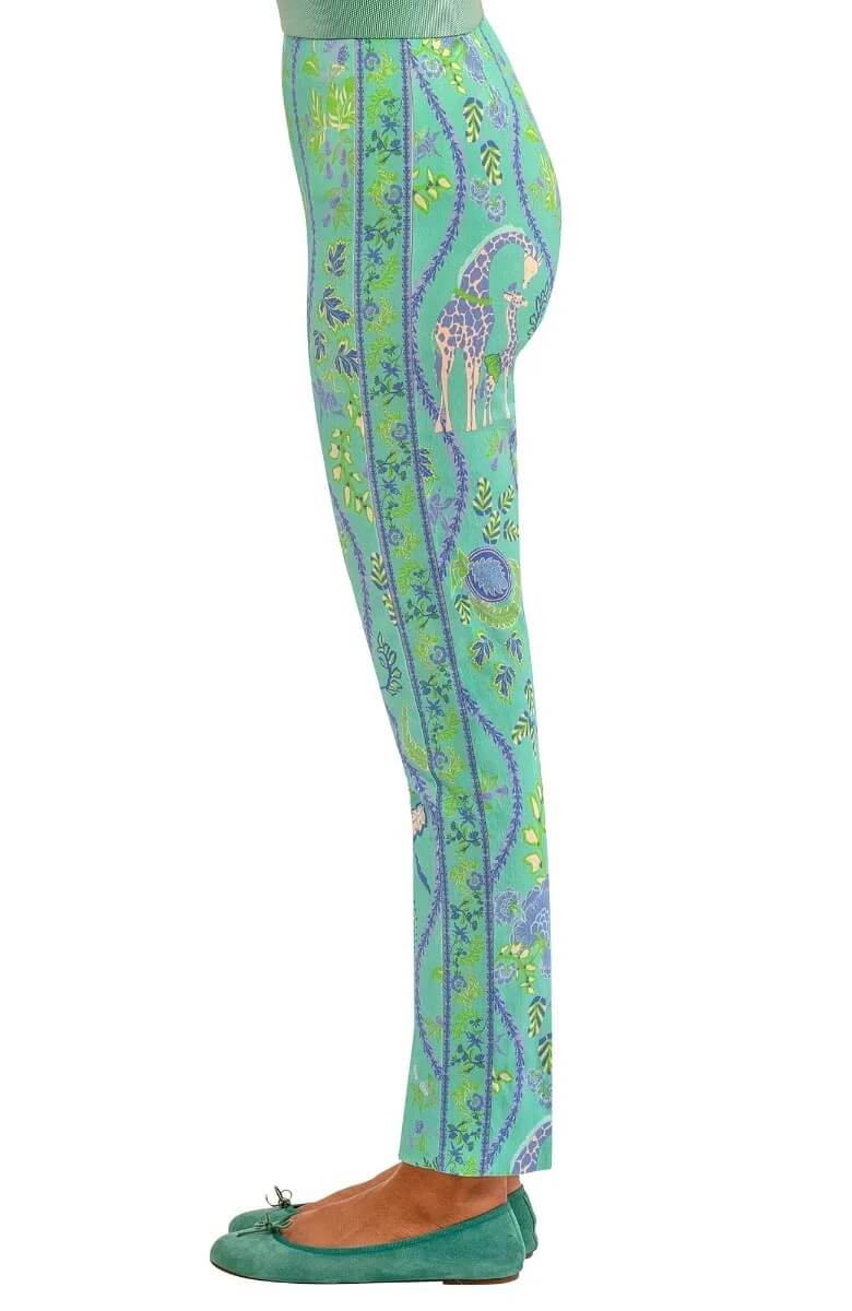 Gripeless Pull On Pants - Jungle Symphony - Final Sale Turq White