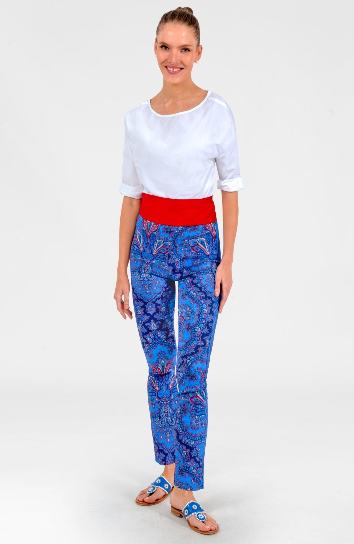 Gripeless Pull On Pants - Passion Paisley Imari