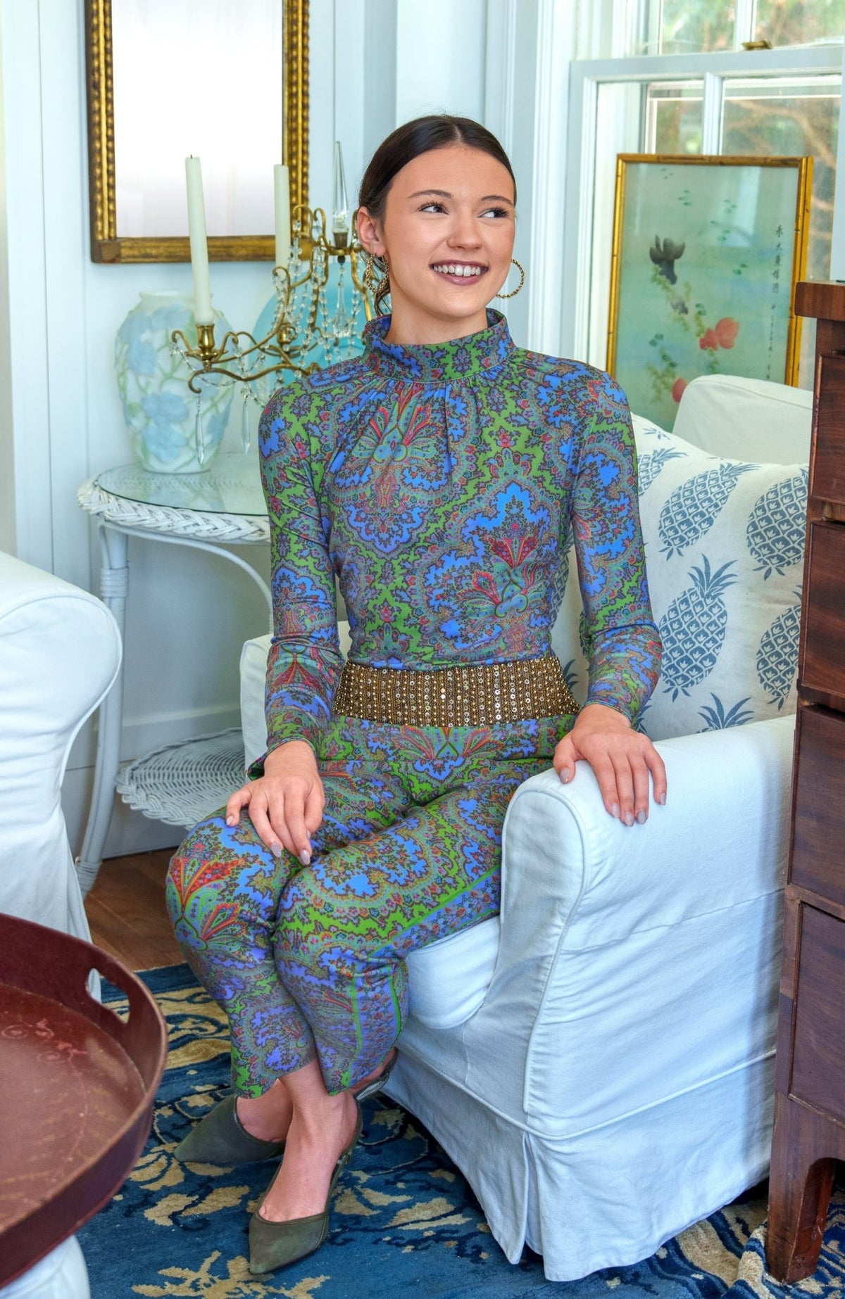 Gripeless Pull On Pants - Passion Paisley Olive