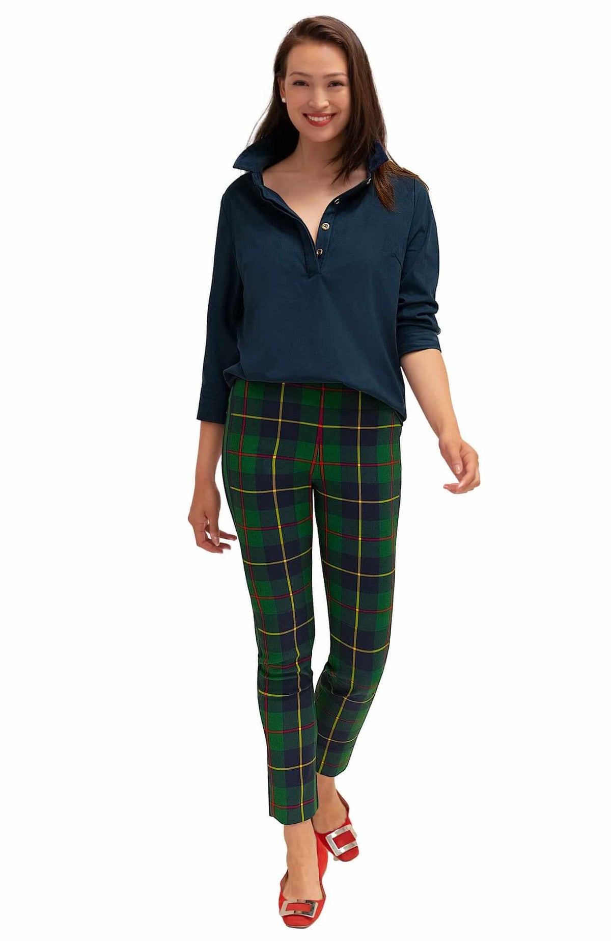 Gripeless Pull On Pants - Plaidly Cooper Greenmulti Plaid