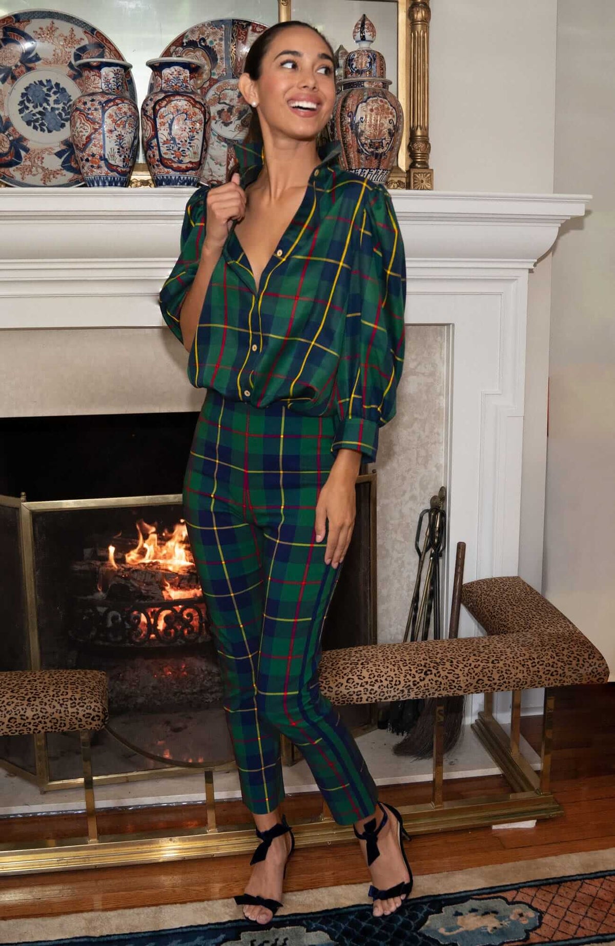 Gripeless Pull On Pants - Plaidly Cooper Greenmulti Plaid