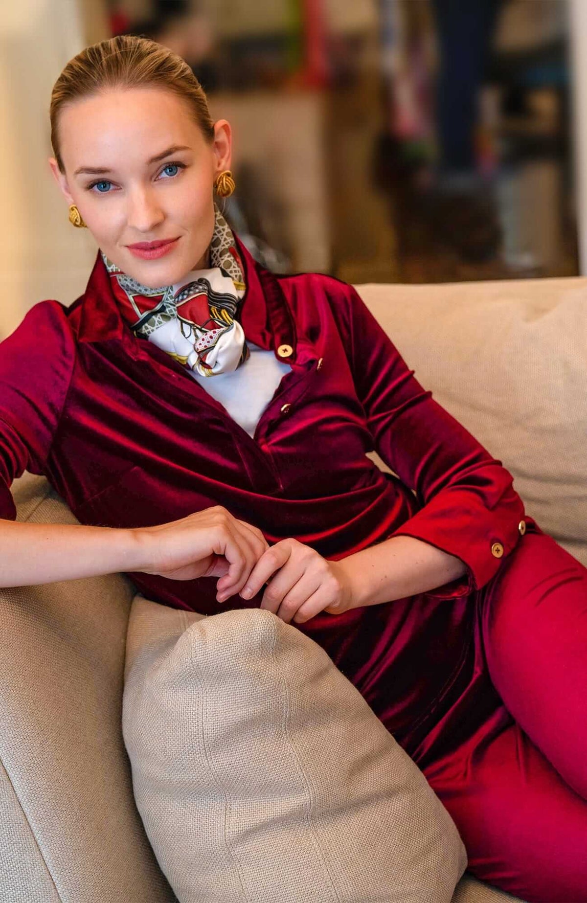 Gripeless Pull On Pants - Posh Velvet Burgundy