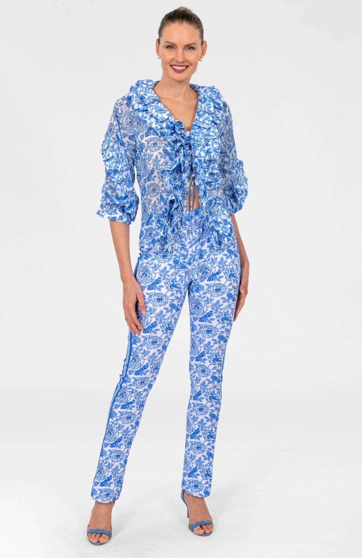 Gripeless Pull On Pants - Smell The Roses Blues