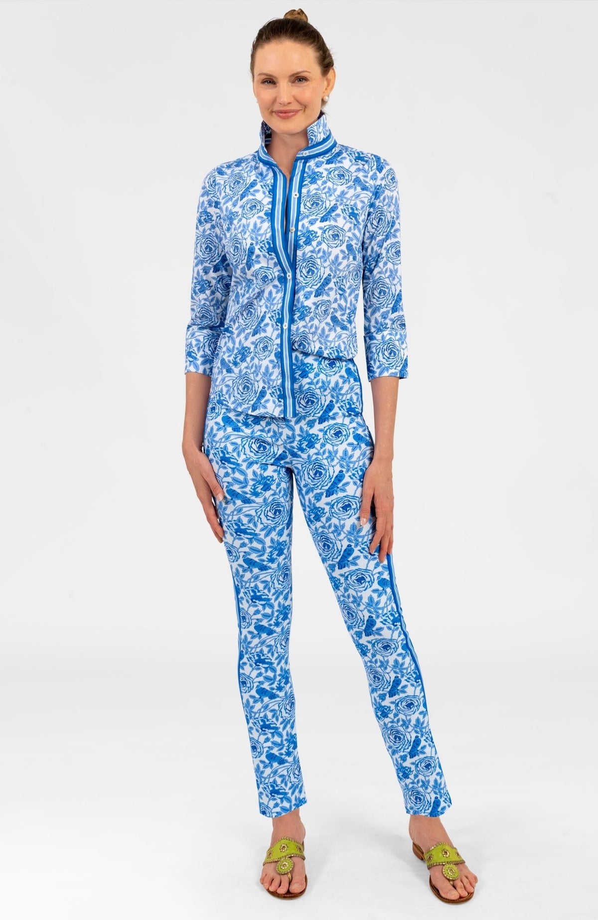 Gripeless Pull On Pants - Smell The Roses Blues