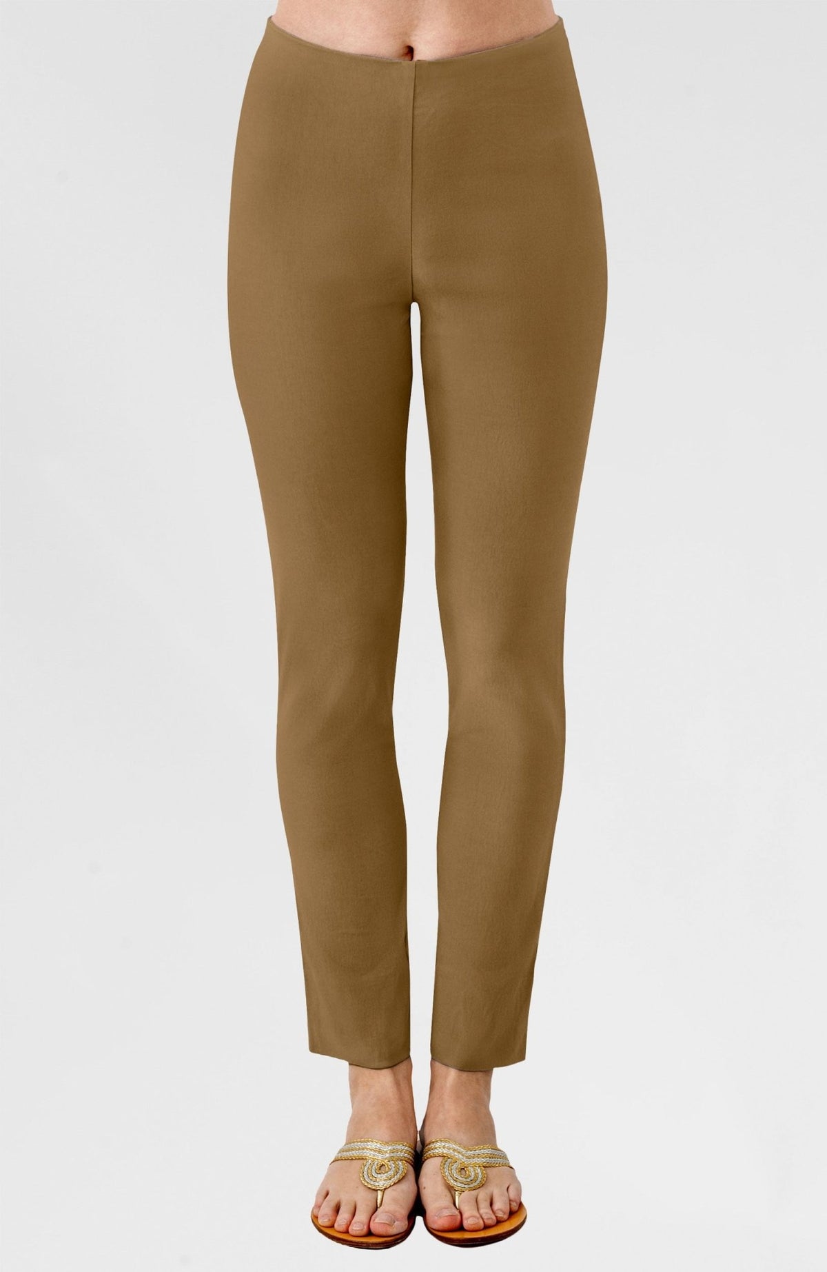 Gripeless Pull On Pants Solid - Earth Tones Mocha Latte 27"
