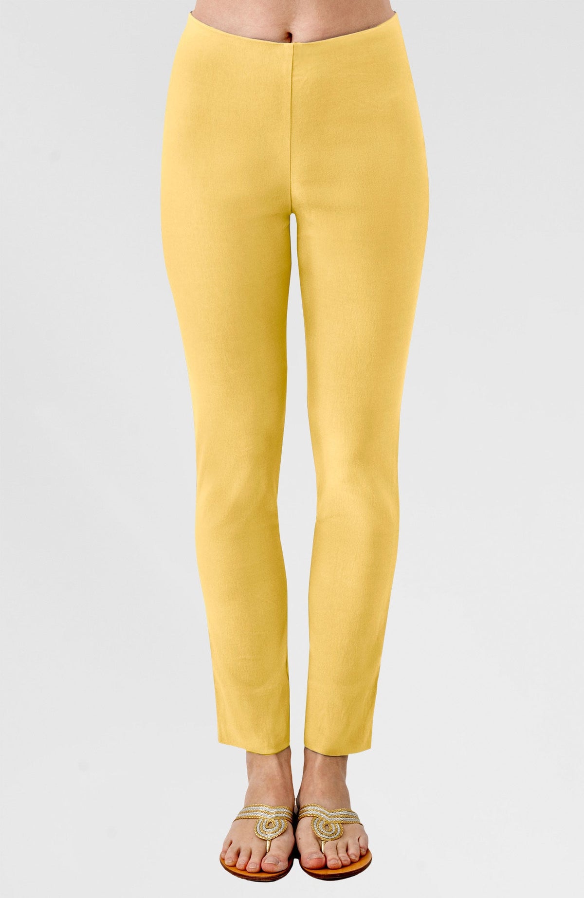 Gripeless Pull On Pants Solid - Neutrals Pale Yellow 27"