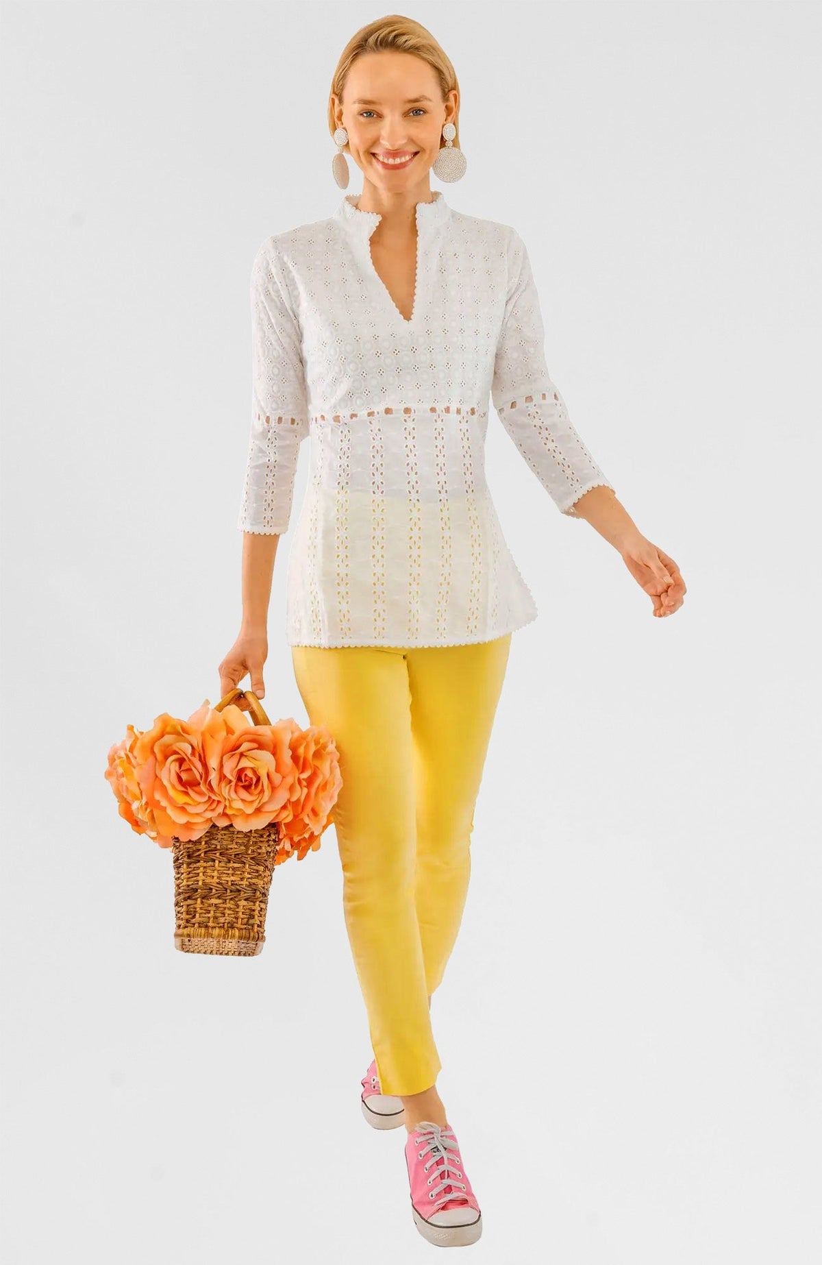 Gripeless Pull On Pants Solid - Neutrals Pale Yellow 27"