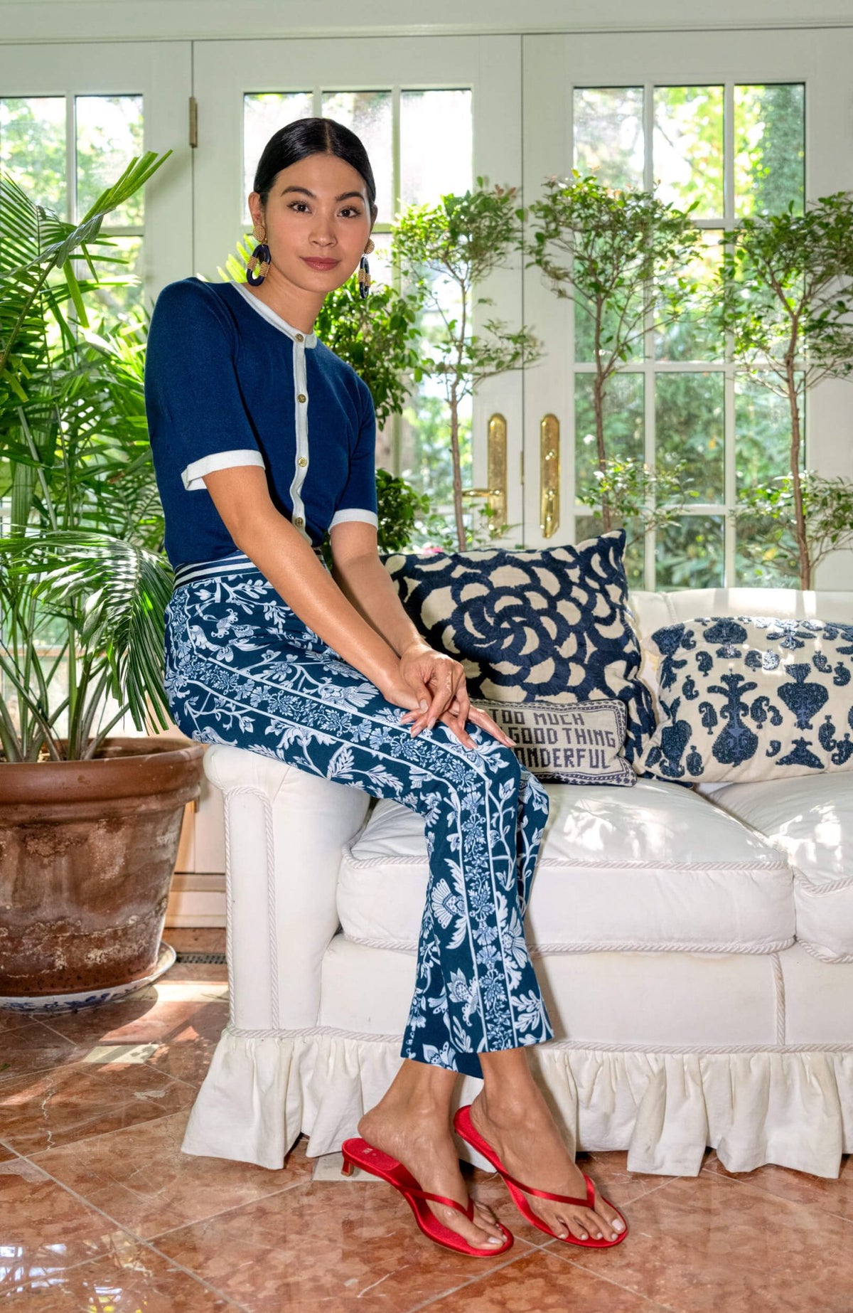 Gripeless Pull On Pants - Stunning Stippling Navy