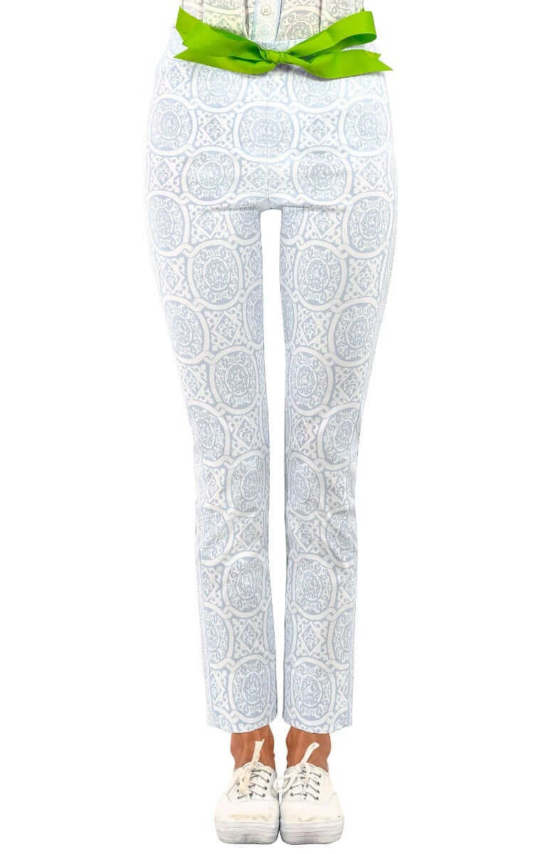 Gripeless Pull On Pants - Sultan's Dining Room - Final Sale White Peri