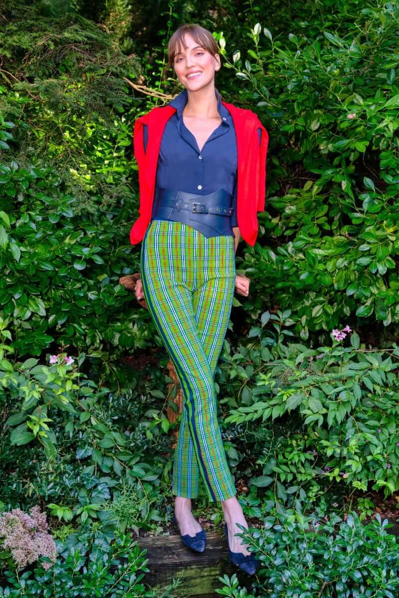 Gripeless Pull On Pants - Sunshine Plaid - Final Sale Green