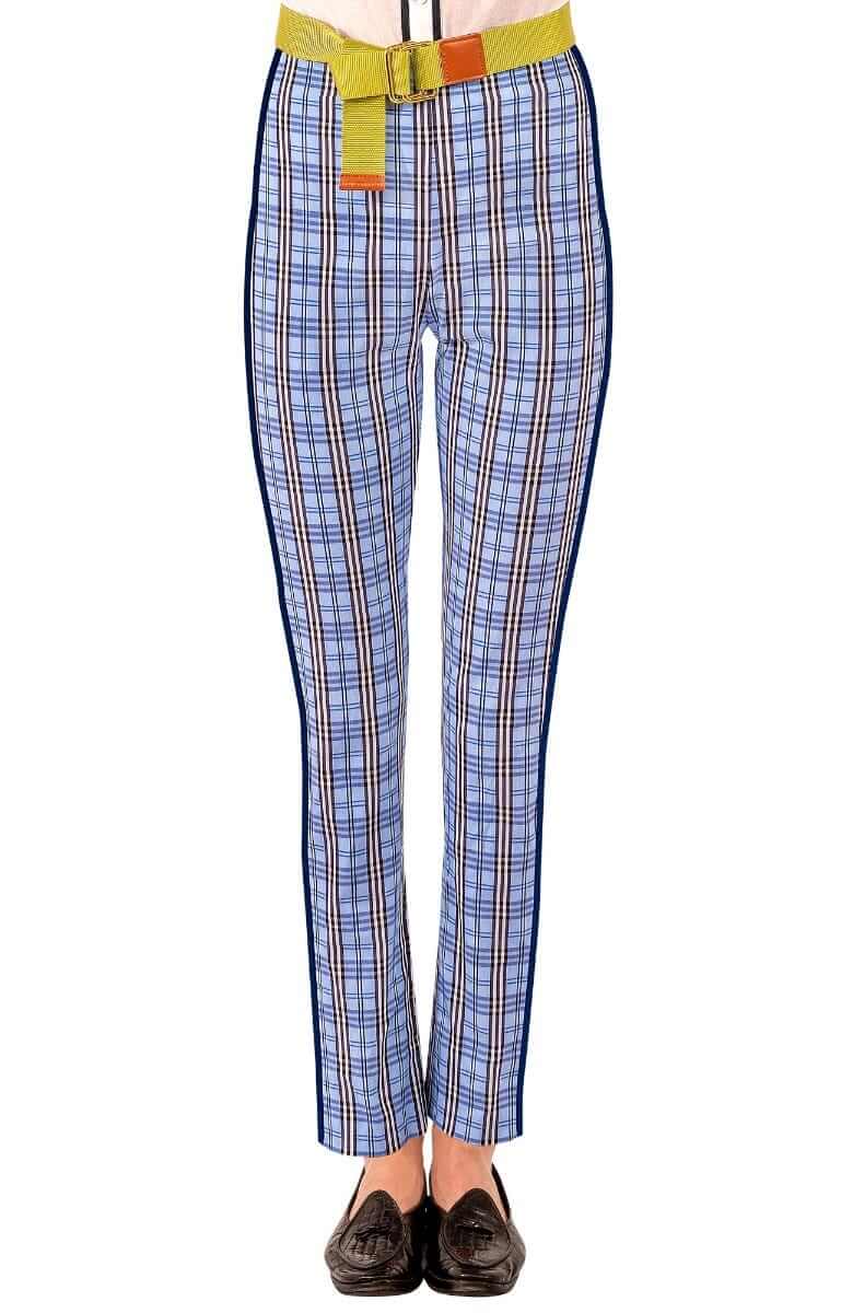 Gripeless Pull On Pants - Sunshine Plaid - Final Sale Periwinkle