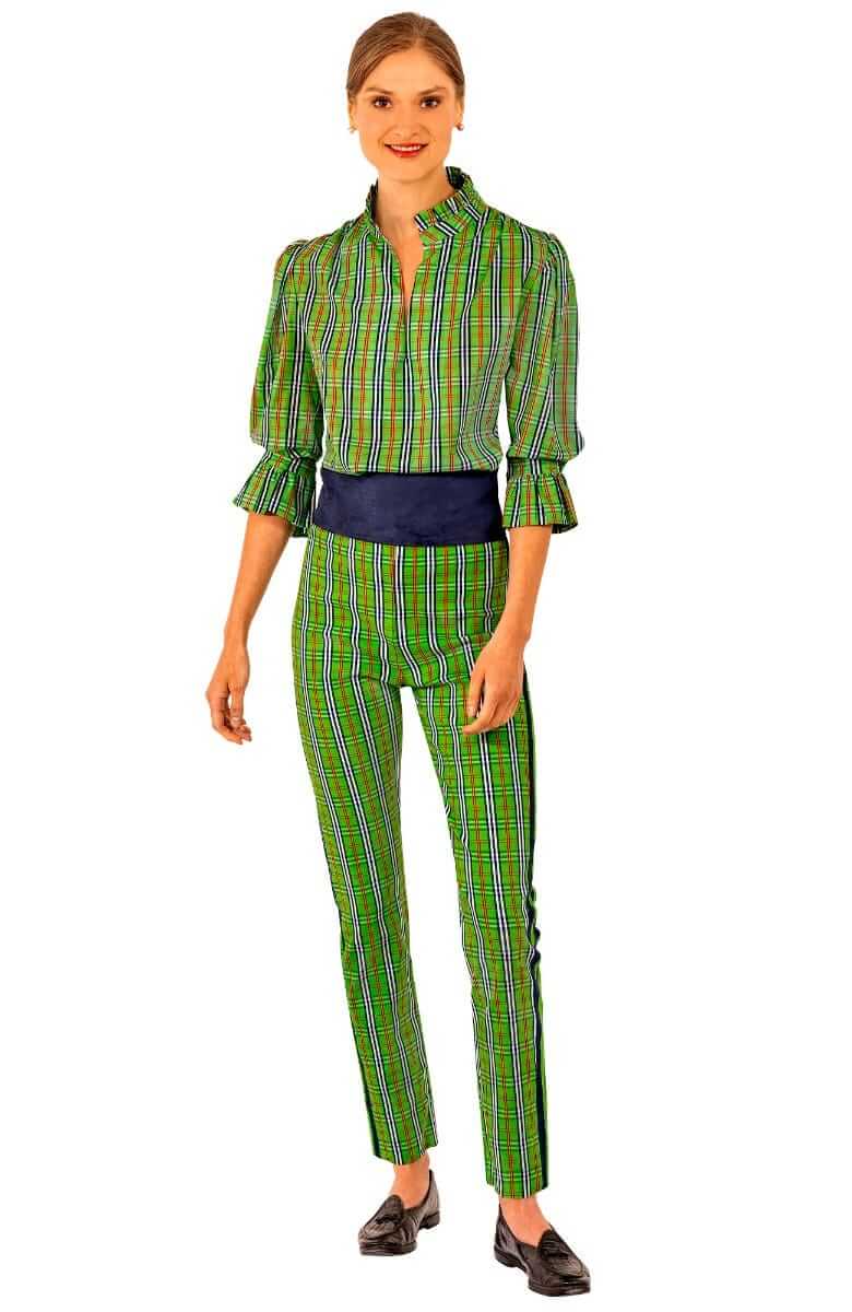 Gripeless Pull On Pants - Sunshine Plaid - Final Sale Green