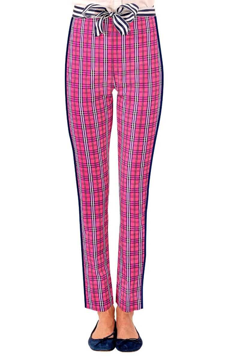 Gripeless Pull On Pants - Sunshine Plaid - Final Sale Pink