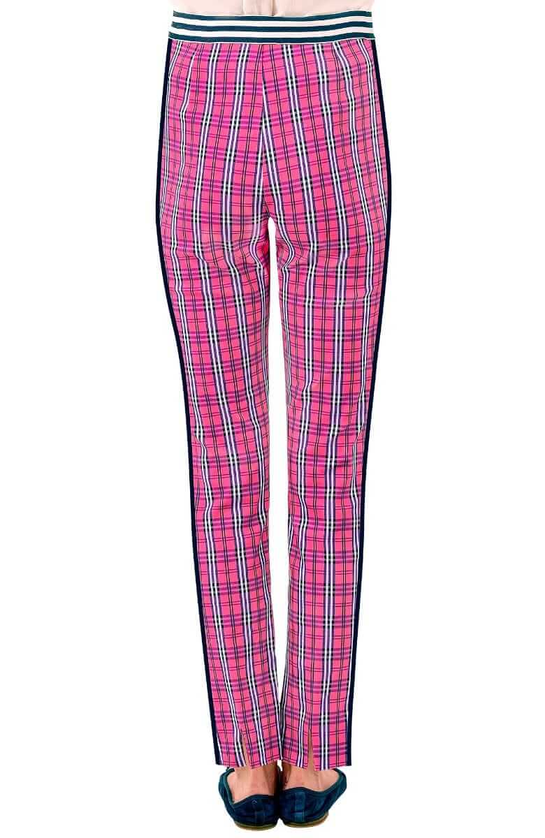 Gripeless Pull On Pants - Sunshine Plaid - Final Sale Pink