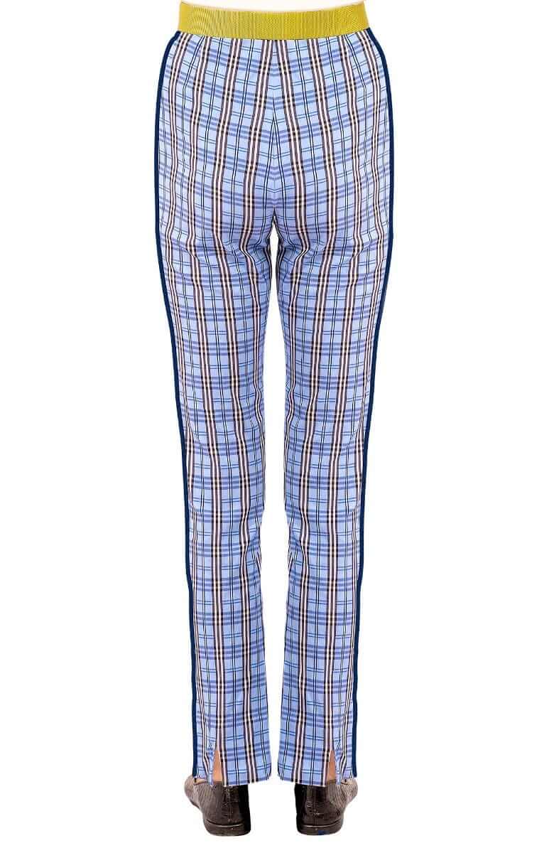 Gripeless Pull On Pants - Sunshine Plaid - Final Sale Periwinkle