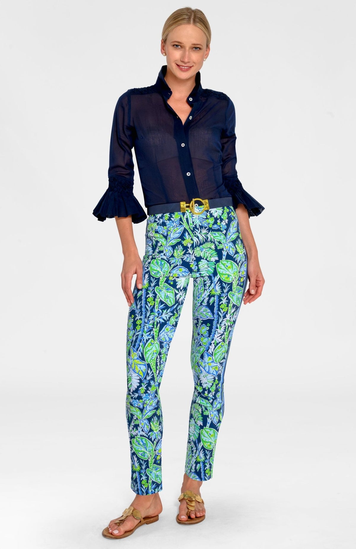 Gripeless Pull On Pants - Vintages Vines Navy