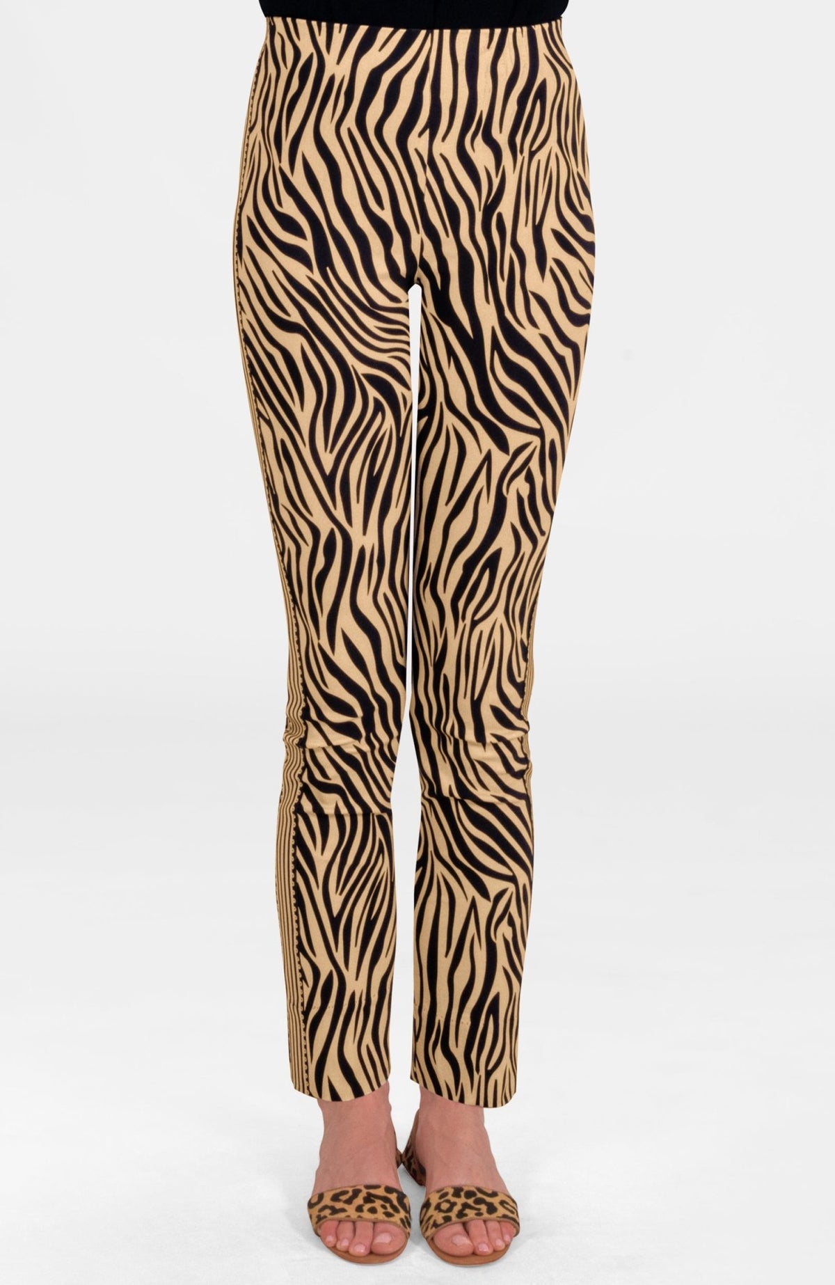 Gripeless Pull On Pants Zebra Khaki - Animal Instincts Zebra Khaki